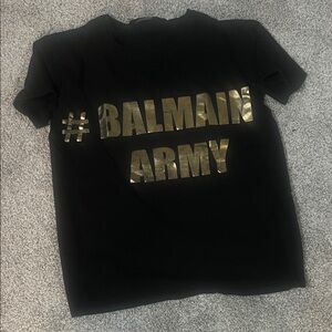 Balmain Tee in Black with Gold Print L